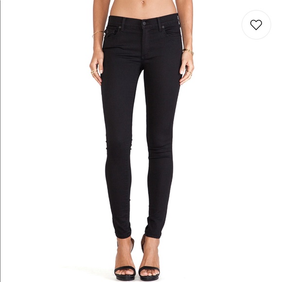 Halle Mid-Rise Super Skinny Black Jeans with Flaps - Picture 2 of 6